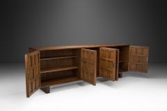 Brutalist Sideboard with Panelled and Geometric Doors Spain 1960s - 4569478