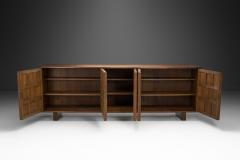 Brutalist Sideboard with Panelled and Geometric Doors Spain 1960s - 4569480