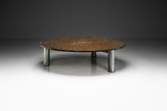 Brutalist Slate Coffee Table with Steel Legs Europe ca 1970s - 4174717