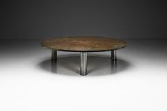 Brutalist Slate Coffee Table with Steel Legs Europe ca 1970s - 4174718