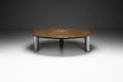 Brutalist Slate Coffee Table with Steel Legs Europe ca 1970s - 4175566