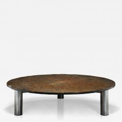 Brutalist Slate Coffee Table with Steel Legs Europe ca 1970s - 4176861