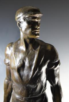 Brutalist Social Realist Male Industrial Worker Bronze Sculpture - 1392926