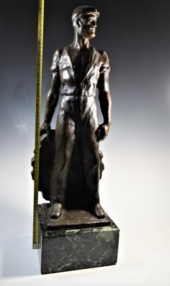 Brutalist Social Realist Male Industrial Worker Bronze Sculpture - 1392928