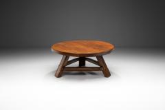 Brutalist Solid Oak Coffee Table Europe ca 1960s - 3458547