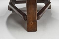 Brutalist Solid Oak Coffee Table Europe ca 1960s - 3458550