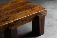 Brutalist Solid Oak Coffee Table Mid 20th Century - 4790823