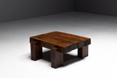 Brutalist Solid Oak Coffee Table Mid 20th Century - 4790853