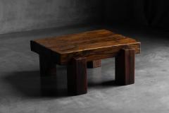 Brutalist Solid Oak Coffee Table Mid 20th Century - 4790861
