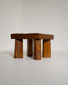 Brutalist Solid Oak Side Table with Wooden Pins 1960s - 4691532
