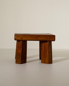 Brutalist Solid Oak Side Table with Wooden Pins 1960s - 4691533