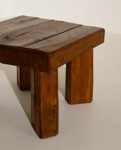 Brutalist Solid Oak Side Table with Wooden Pins 1960s - 4691534