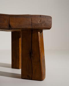 Brutalist Solid Oak Side Table with Wooden Pins 1960s - 4691536
