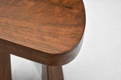 Brutalist Solid Wood Low Tripod Chair France 1960s - 3923886