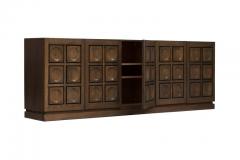 Brutalist Stained Oak Credenza 1970s - 457034