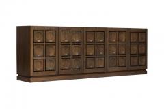 Brutalist Stained Oak Credenza 1970s - 457035