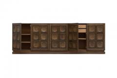 Brutalist Stained Oak Credenza 1970s - 457036