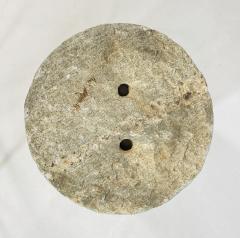 Brutalist Style End Table With Pierced Steel Base Soapstone Top - 4161744