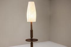 Brutalist Style Floor lamp in Saddle brown Oak France 1960s - 3821646