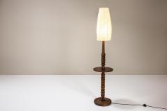 Brutalist Style Floor lamp in Saddle brown Oak France 1960s - 3821648