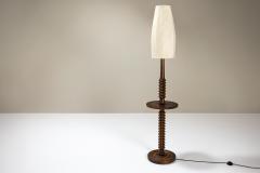 Brutalist Style Floor lamp in Saddle brown Oak France 1960s - 3821650