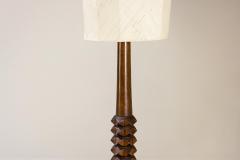 Brutalist Style Floor lamp in Saddle brown Oak France 1960s - 3821651