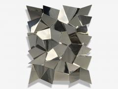 Brutalist Style Geometric Chrome Wall Mirror American 2010s - 4433879