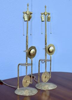 Brutalist Style Gilt Metal Italian Table Lamps - 3112251