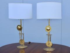 Brutalist Style Gilt Metal Italian Table Lamps - 3112252