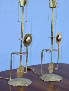 Brutalist Style Gilt Metal Italian Table Lamps - 3112256