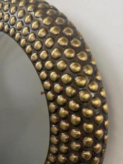 Brutalist Style Round bronze Studded Mirror Compatible pair - 4080976