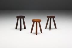 Brutalist Tripod Stools France 1960s - 4228319
