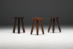 Brutalist Tripod Stools France 1960s - 4228322