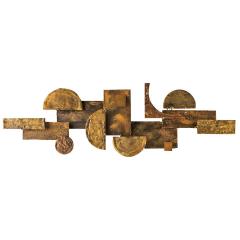 Brutalist Wall Sculpture in Mixed Metals Brass Bronze Copper 1960 Stuart Mathews - 1860652