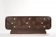 Brutalist Walnut Dresser with Nickel Accents C 1960s - 2666765