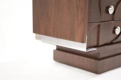 Brutalist Walnut Dresser with Nickel Accents C 1960s - 2666773