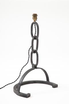 Brutalist Welded Chain Iron Table Lamp France 1970s - 2436657