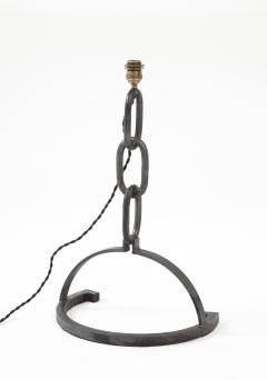 Brutalist Welded Chain Iron Table Lamp France 1970s - 2436659