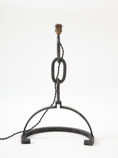 Brutalist Welded Chain Iron Table Lamp France 1970s - 2436660