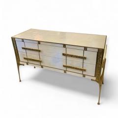Brutalist White and Gold Murano Glass Sideboard - 4494378