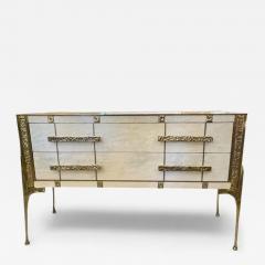 Brutalist White and Gold Murano Glass Sideboard - 4495006