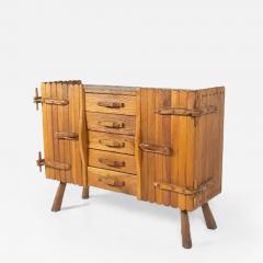 Brutalist Wooden Sideboard Italy 1970s - 4492705
