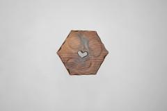 Brutalist Wooden Tripod Stool with Carved Heart Detail Spain 1960s - 4139027