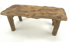 Brutalist awesome sand blasted organic dinning table with log legs - 1808561