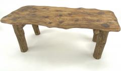 Brutalist awesome sand blasted organic dinning table with log legs - 1808563