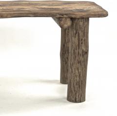 Brutalist awesome sand blasted organic dinning table with log legs - 1808564