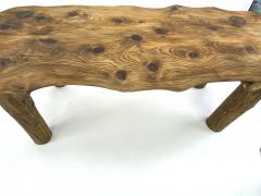 Brutalist awesome sand blasted organic dinning table with log legs - 1808567