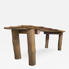 Brutalist awesome sand blasted organic dinning table with log legs - 1810100