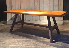 Brutalist pair of solid wood dinning table or desk - 1839330