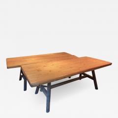 Brutalist pair of solid wood dinning table or desk - 1841457